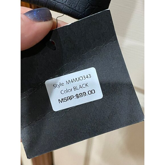 Marc New York New Black Crocodile Faux Leather Jacket With Notched Lapel - Picture 8 of 9